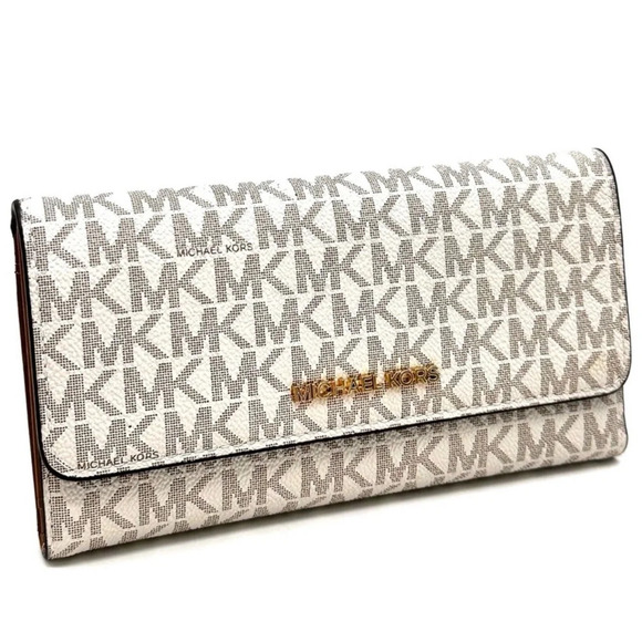 Michael Kors Large trifold Wallet Vanilla/Brown - Picture 3 of 7